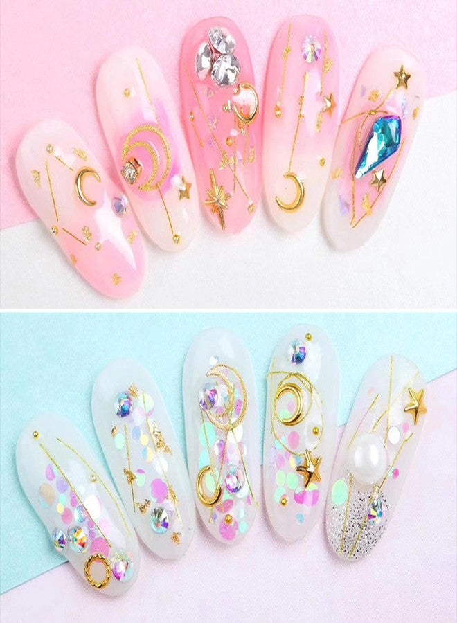 سيلبوي مجموعة سيلبيكوي من 600 قطعة من زينة الأظافر على شكل نجوم، زينة ثلاثية الأبعاد ذهبية وفضية على شكل نجوم وأقمار، مرصعة بأحجار الراين المعدنية، إكسسوارات أظافر للنساء والفتيات، أظافر أكريليك. - Image 5